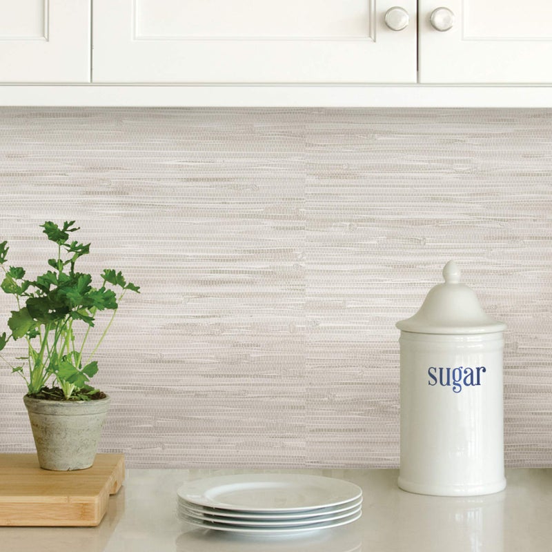 NuWallpaper Cream Vinyl Grassweave Peel & Stick Wallpaper, NUS2875 - Image 4